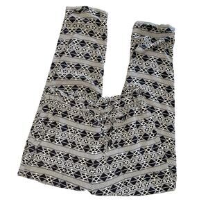 KAVU Tiba Black Beige Geo-Print Pants size Medium
